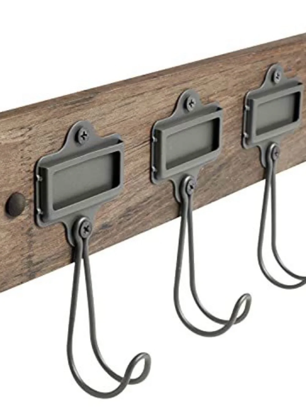 Personalized Rustic Wood Wall Hook Rack with Black Double Hooks